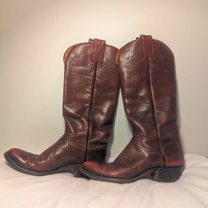 RED leather Cowboy Boots
